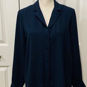 ELIE TAHARI NAVY BLOUSE - SIZE MEDIUM - TAGS ON